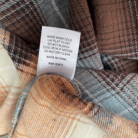 Oli & Hali Cropped Flannel Size L Plaid Shirt Boho Grunge Lagenlook Distressed - Picture 8 of 10